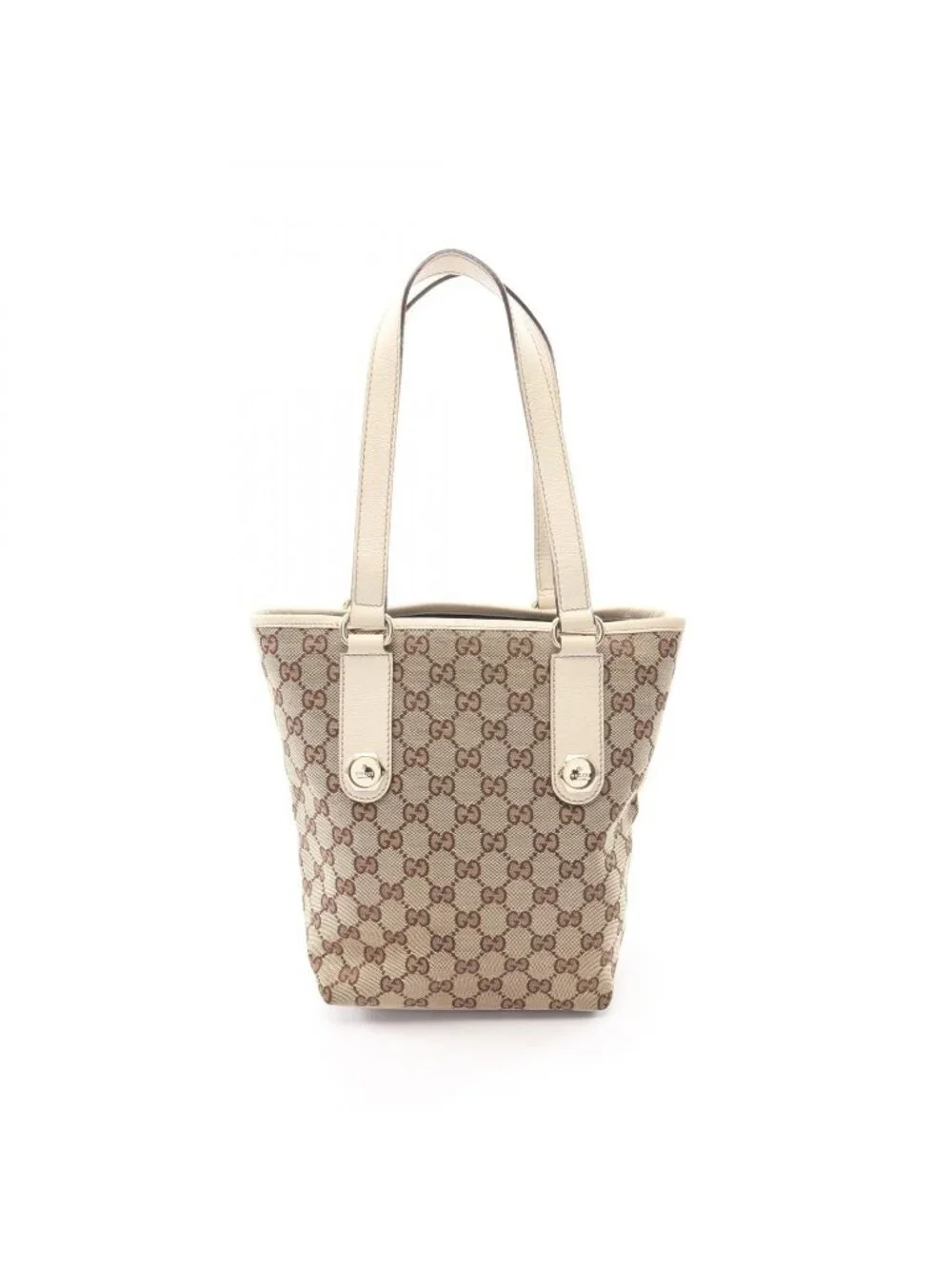 Gucci Tote Bag GG Canvas Beige Brown White